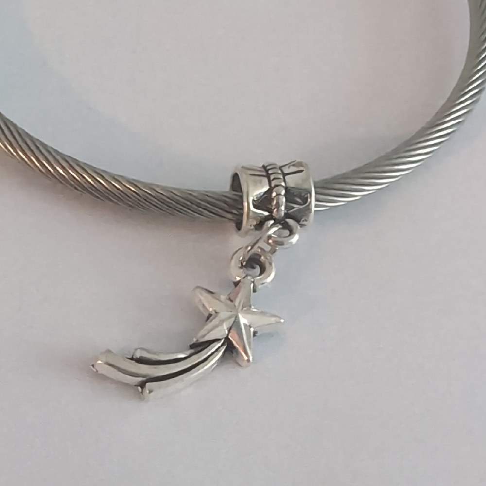 Silver Shooting Star Dangle Charm‎ for Pandora Style Bracelet
